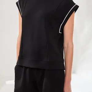 Tribal Lacy Mock Neck W/Contrast