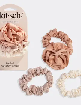 Rosette Ruched Satin Scrunchies