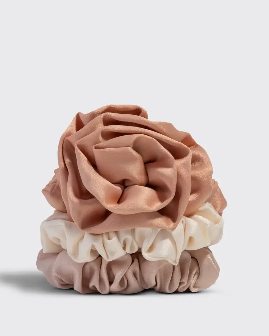 KITSCH Rosette Ruched Satin Scrunchies