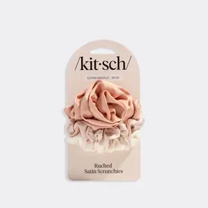 KITSCH Rosette Ruched Satin Scrunchies