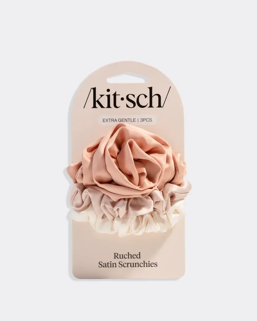 KITSCH Rosette Ruched Satin Scrunchies