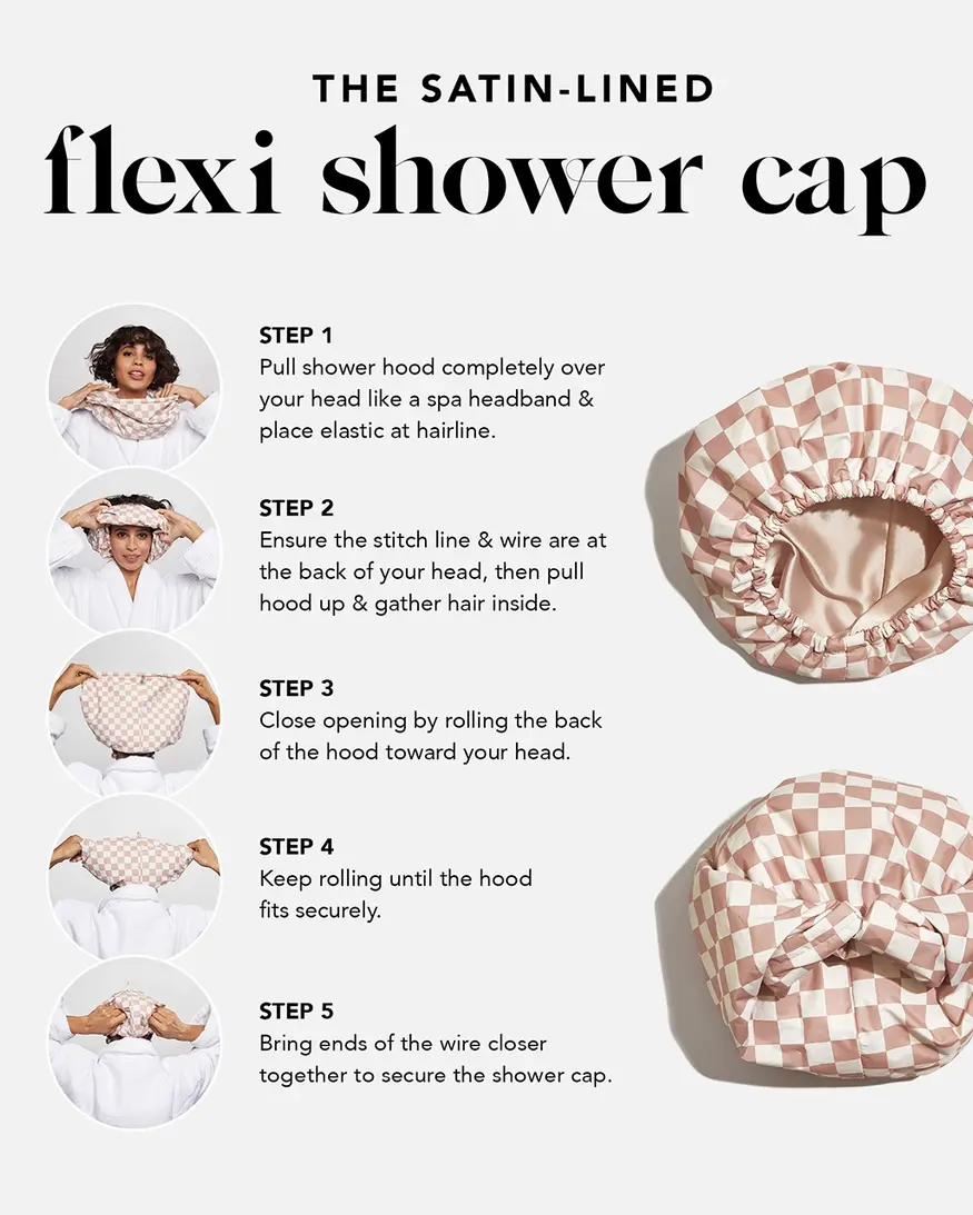 KITSCH Satin Lined Shower Cap