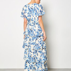 Apricot Tiered Leaf Print Dress