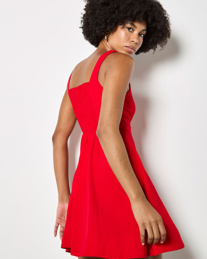 Apricot Fit & Flare Side Drape Mini