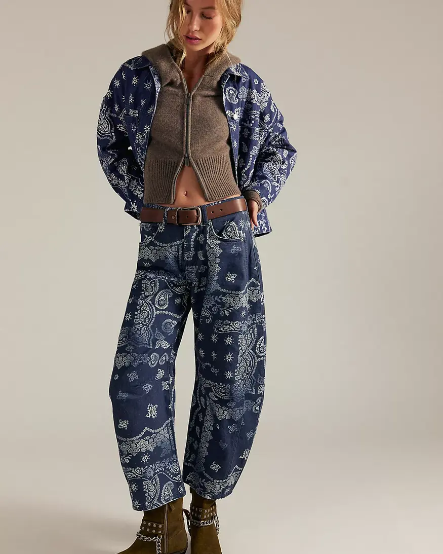 Free People Opal Swing Printed Denim