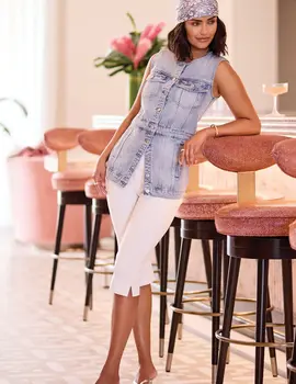 Tribal Laryn Slvls Denim Jacket/Vest