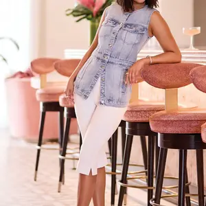 Tribal Laryn Slvls Denim Jacket/Vest