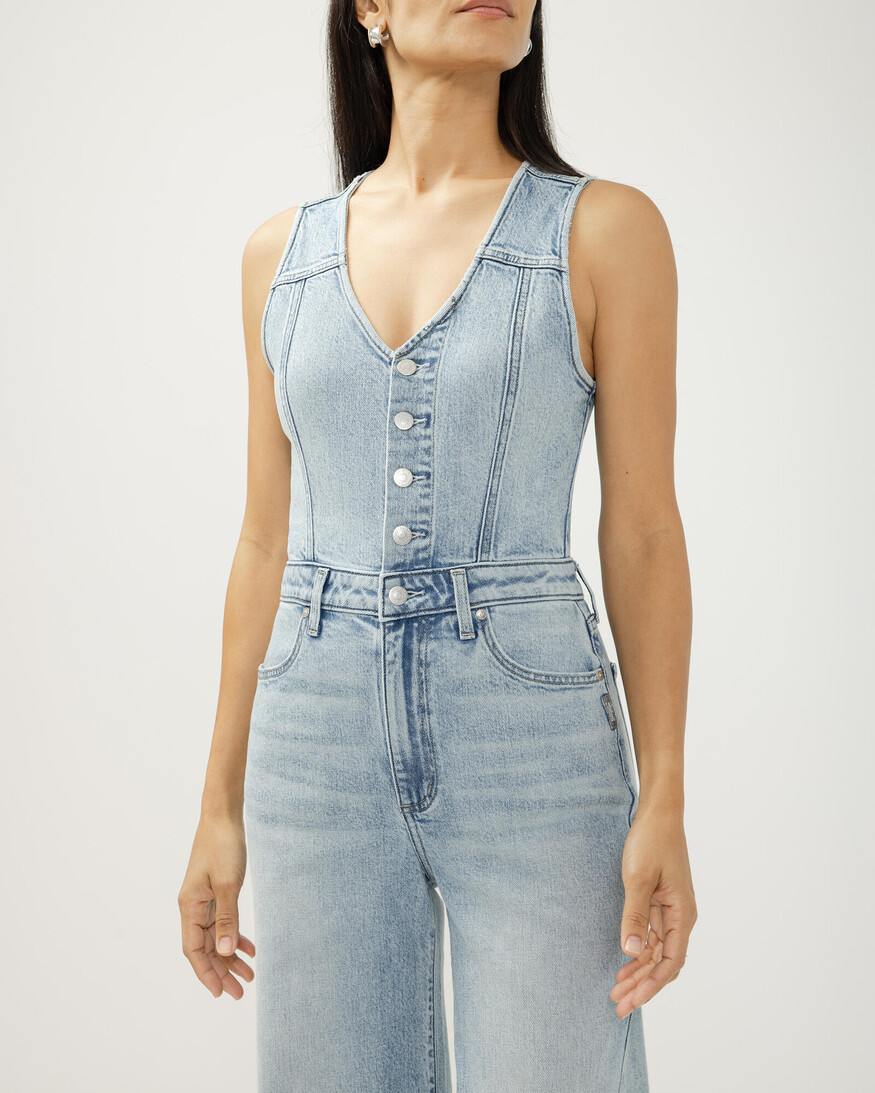 Silver Jeans - For Us Denim Vest Jumpsuit