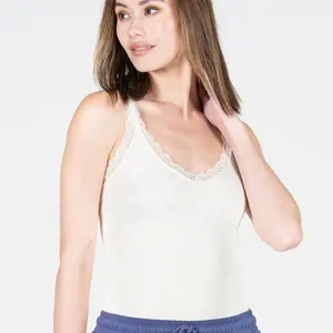 Cest Moi Bamboo Tank W/Lace Trim