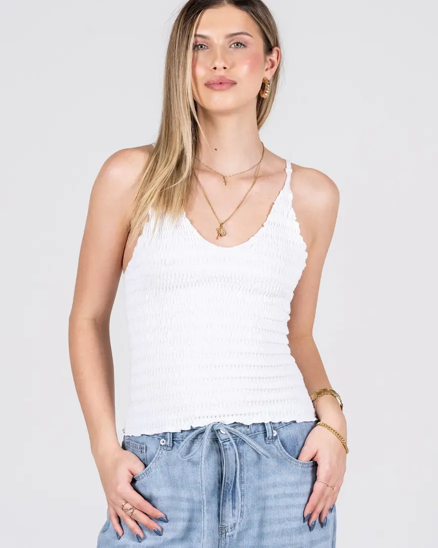 Cest Moi Seamless Smocked Cami