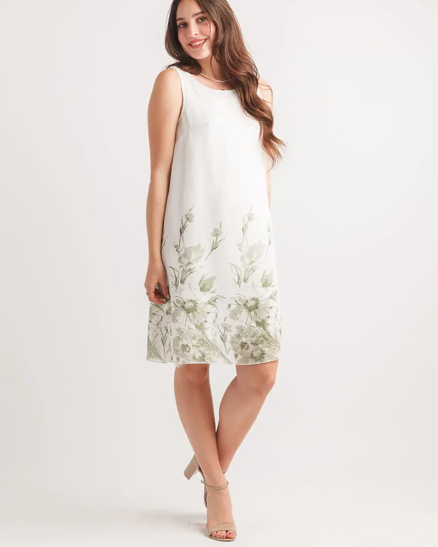 Papillon Sage Floral Border Dress