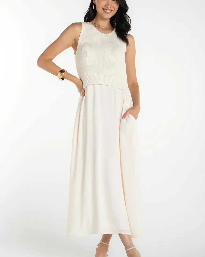 Liverpool Slvlss Sweater Woven Dress