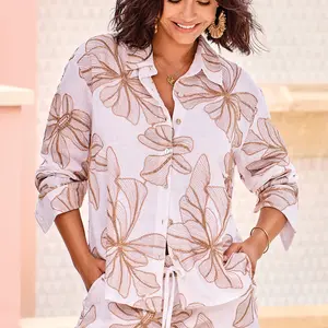 Tribal Lau Button Front Blouse