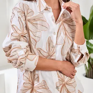 Tribal Lau Button Front Blouse