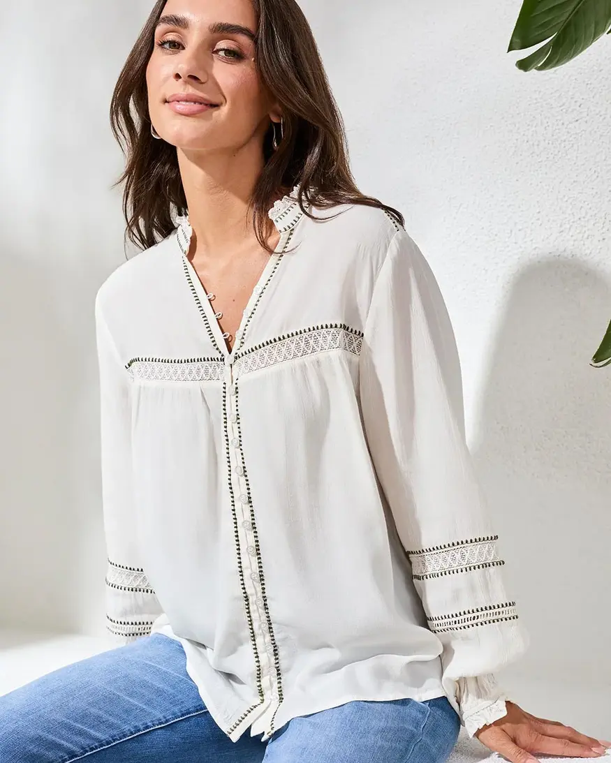 Tribal Lainey Button Front Blouse