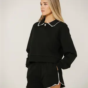 Brunette The Label Lace Collared Sweater