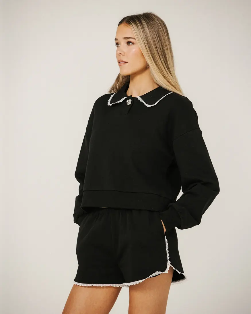 Brunette The Label Lace Collared Sweater