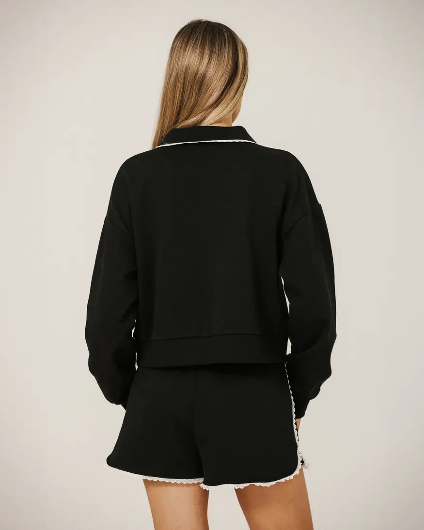 Brunette The Label Lace Collared Sweater