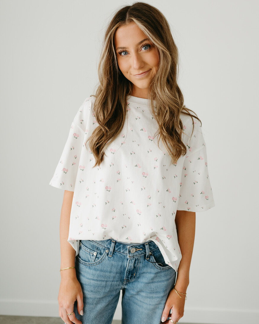 Brunette The Label Floral Boxy Tee