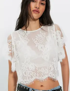 Free People Lunar Ash Lace Top