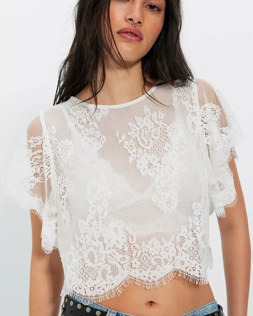 Free People Lunar Ash Lace Top