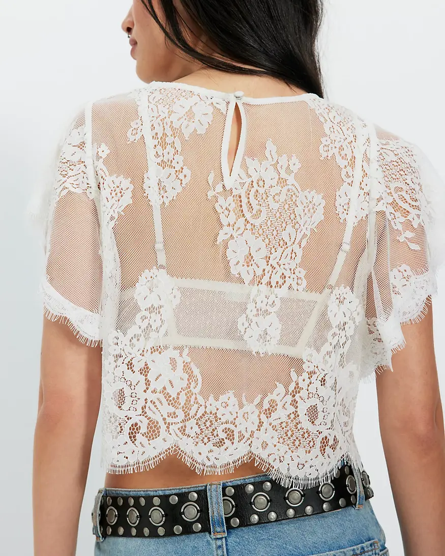 Free People Lunar Ash Lace Top