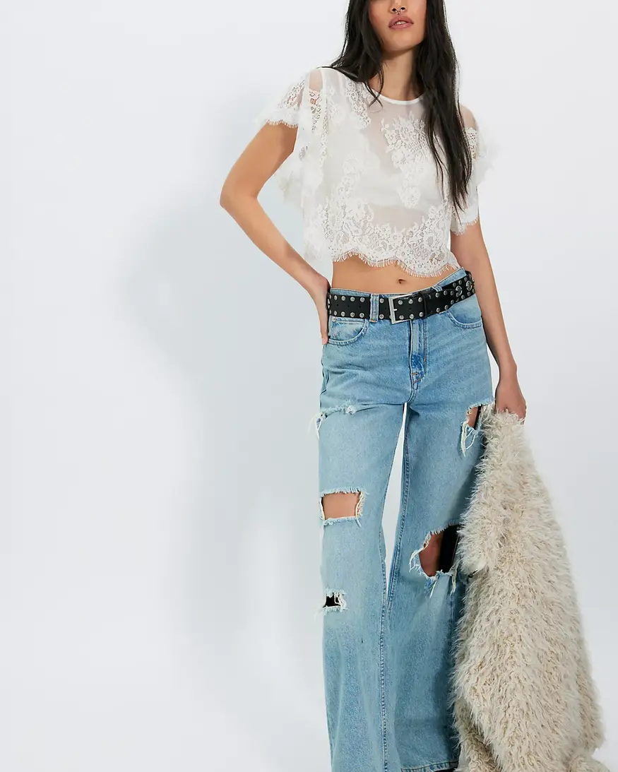 Free People Lunar Ash Lace Top