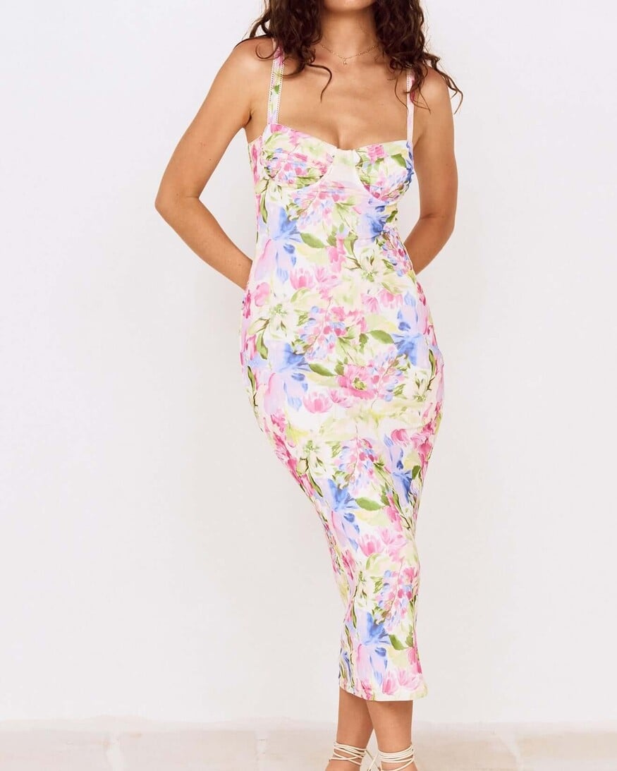 Mink Pink Celina Mesh Midi Dress