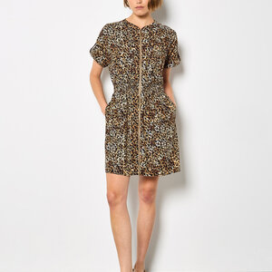 Apricot Zip Front Utility Dress