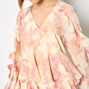 Apricot Printed Ruffle Baby Doll Mini