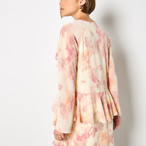 Apricot Printed Ruffle Baby Doll Mini