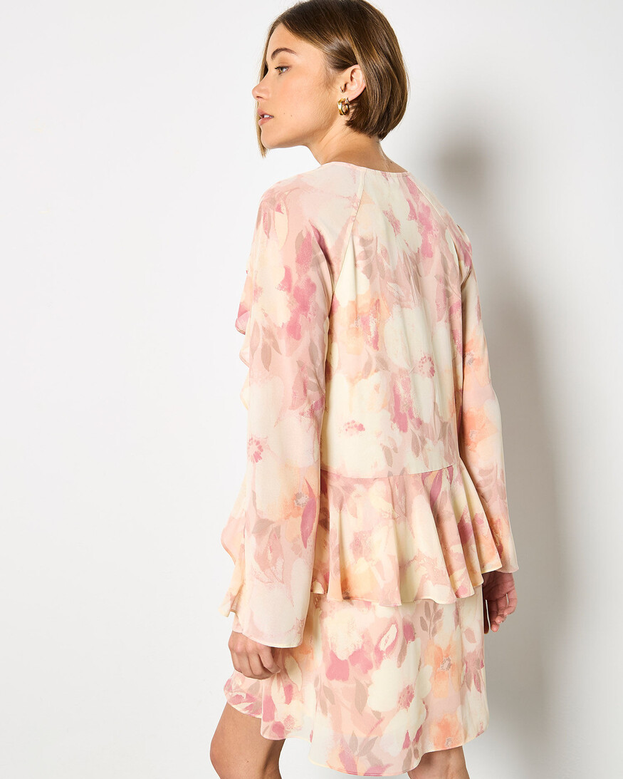 Apricot Printed Ruffle Baby Doll Mini