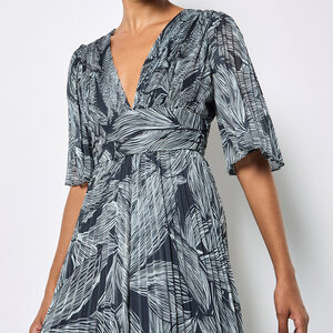 Apricot Chiffon Pleat Maxi Dress