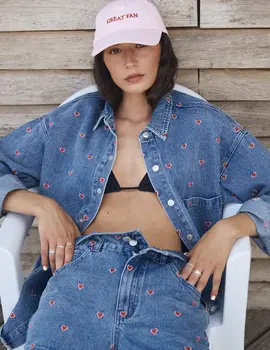 Molly Bracken Heart Embroidered Overshirt