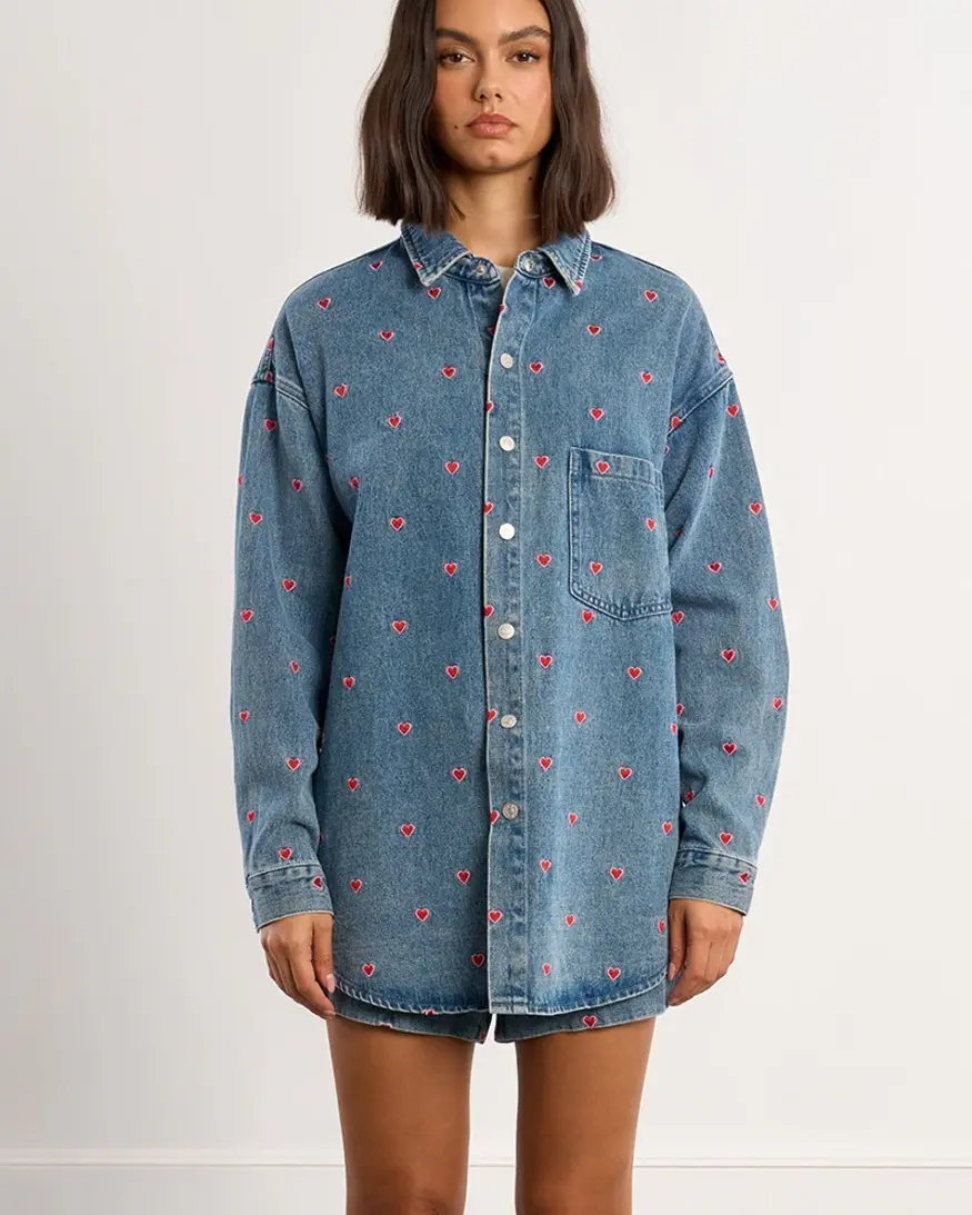 Molly Bracken Heart Embroidered Overshirt