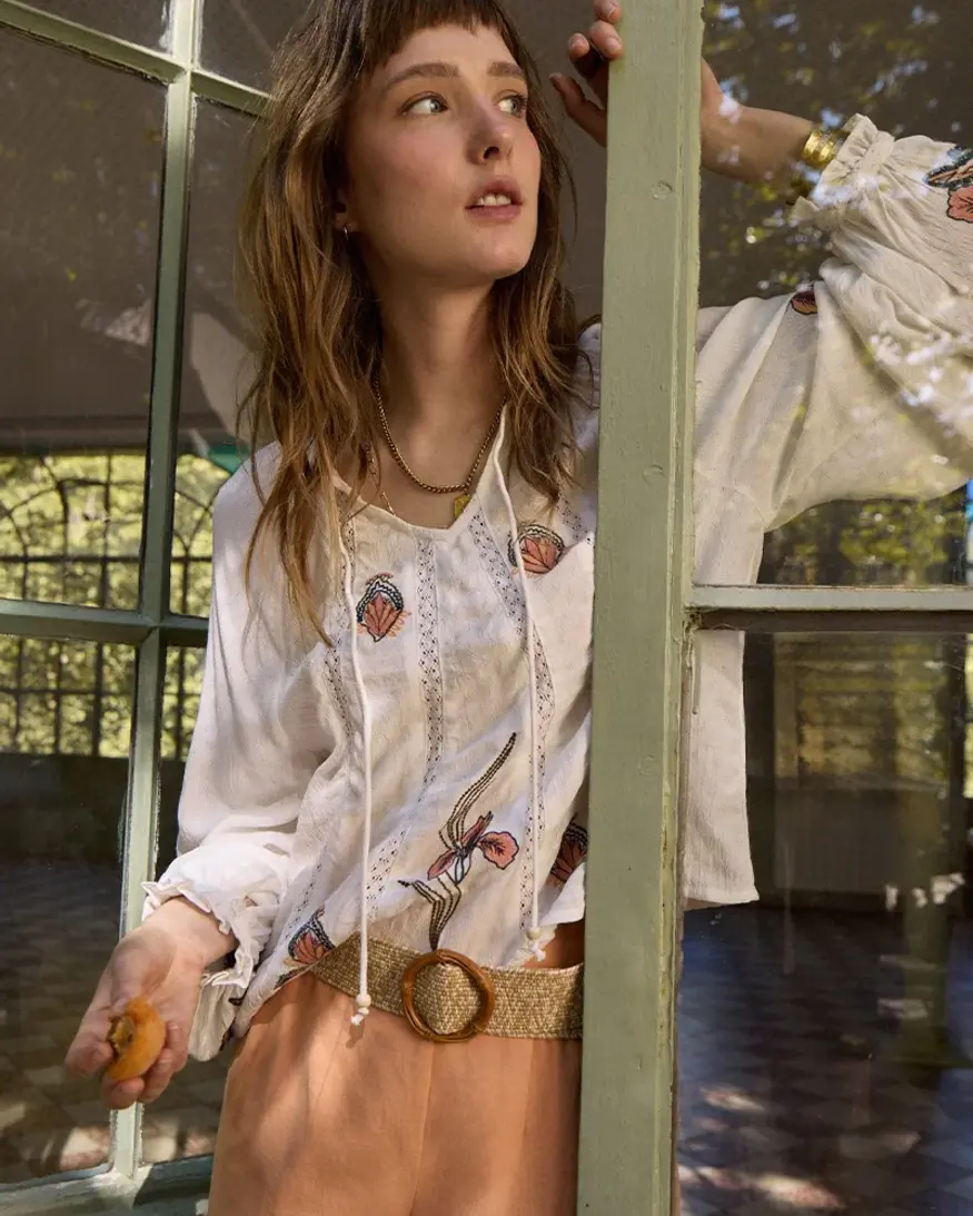 Molly Bracken Maren Embroidered Blouse