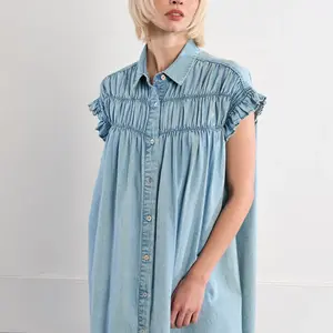 Molly Bracken Miriam Smock Denim Mini