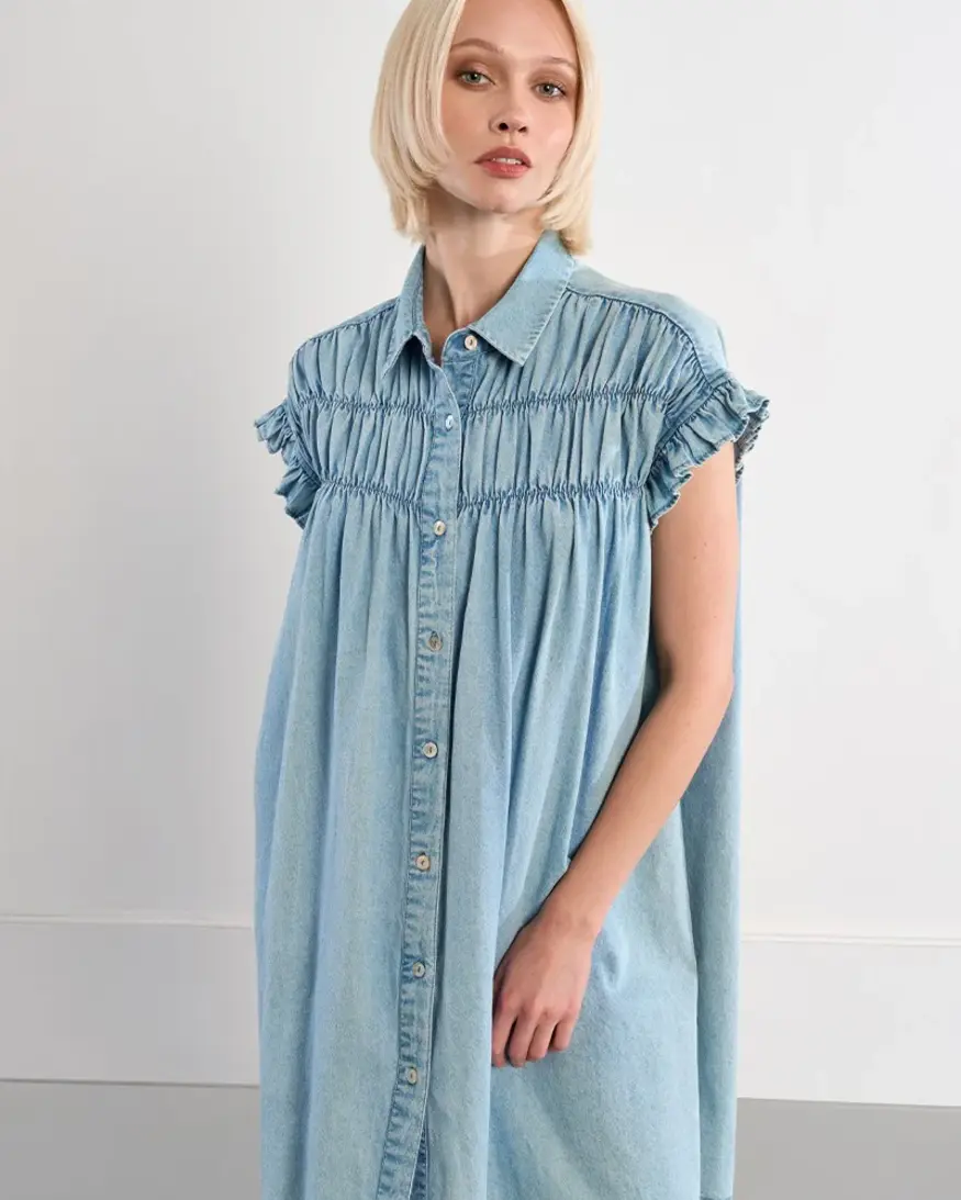 Molly Bracken Miriam Smock Denim Mini