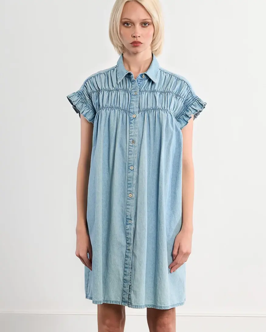 Molly Bracken Miriam Smock Denim Mini