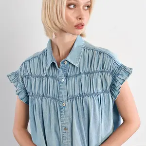 Molly Bracken Miriam Smock Denim Mini