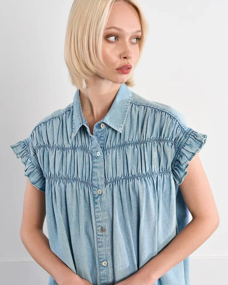 Molly Bracken Miriam Smock Denim Mini