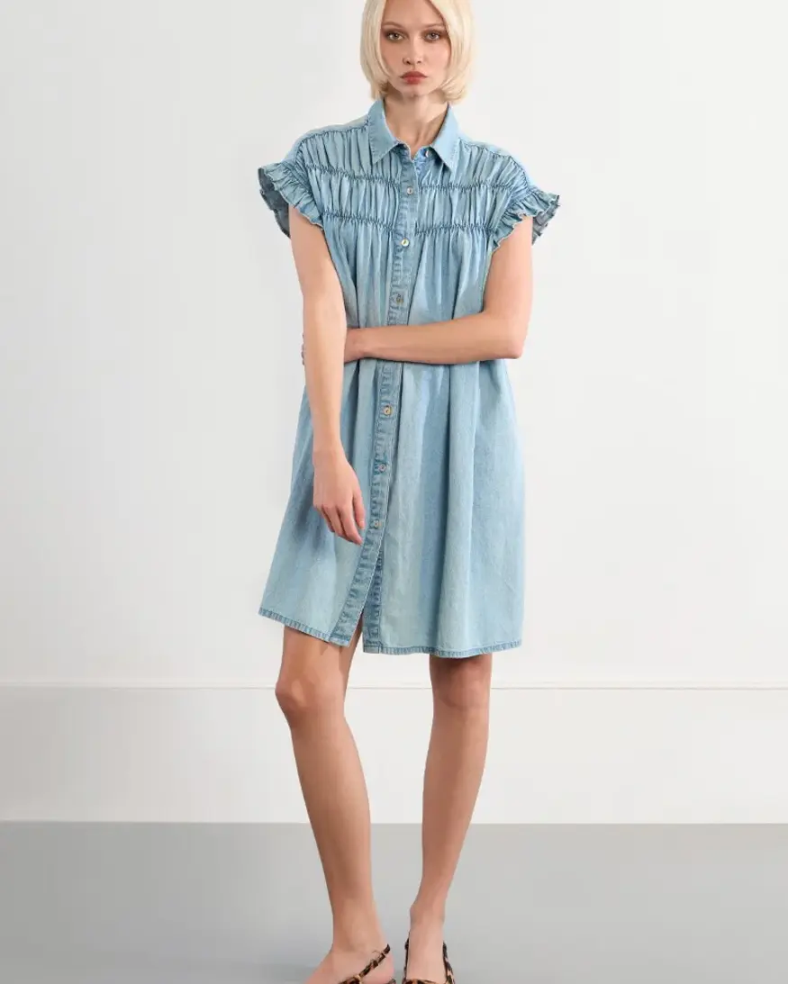 Molly Bracken Miriam Smock Denim Mini
