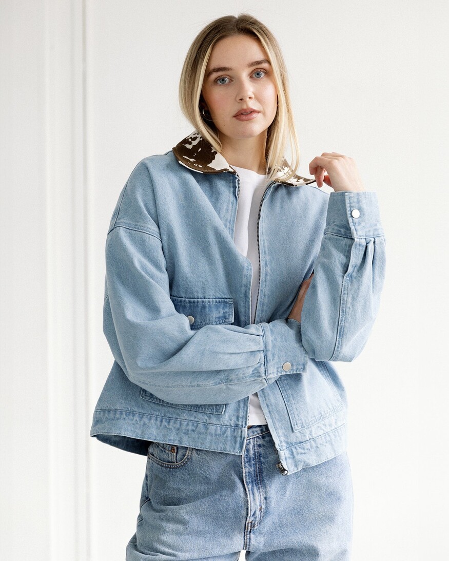 Brunette The Label Cow Collar Boxy Denim Jkt