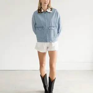 Brunette The Label Cow Collar Boxy Denim Jkt