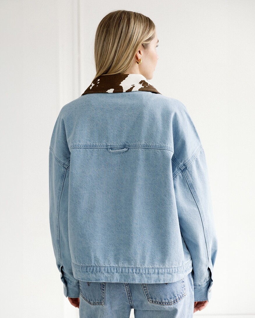 Brunette The Label Cow Collar Boxy Denim Jkt