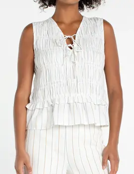 Liverpool Slvls Tie Front Woven Top