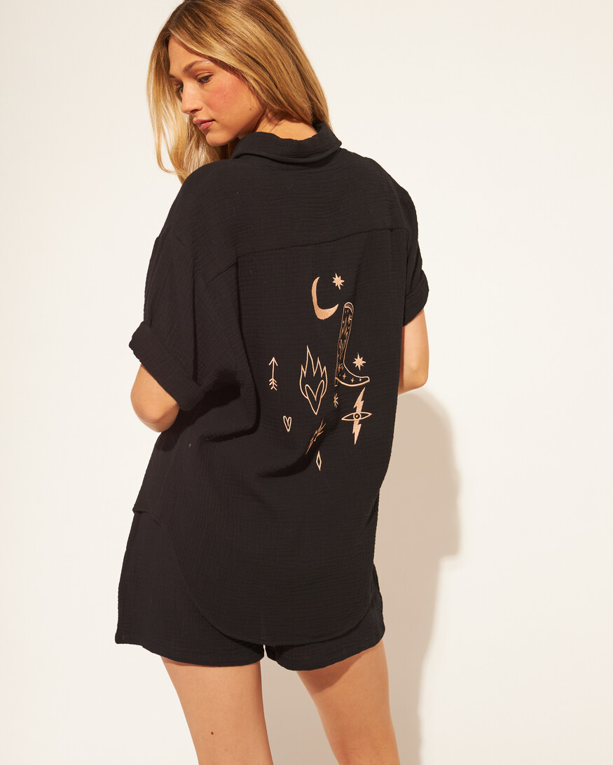 John + Jenn Wade SS Gauze Button Up