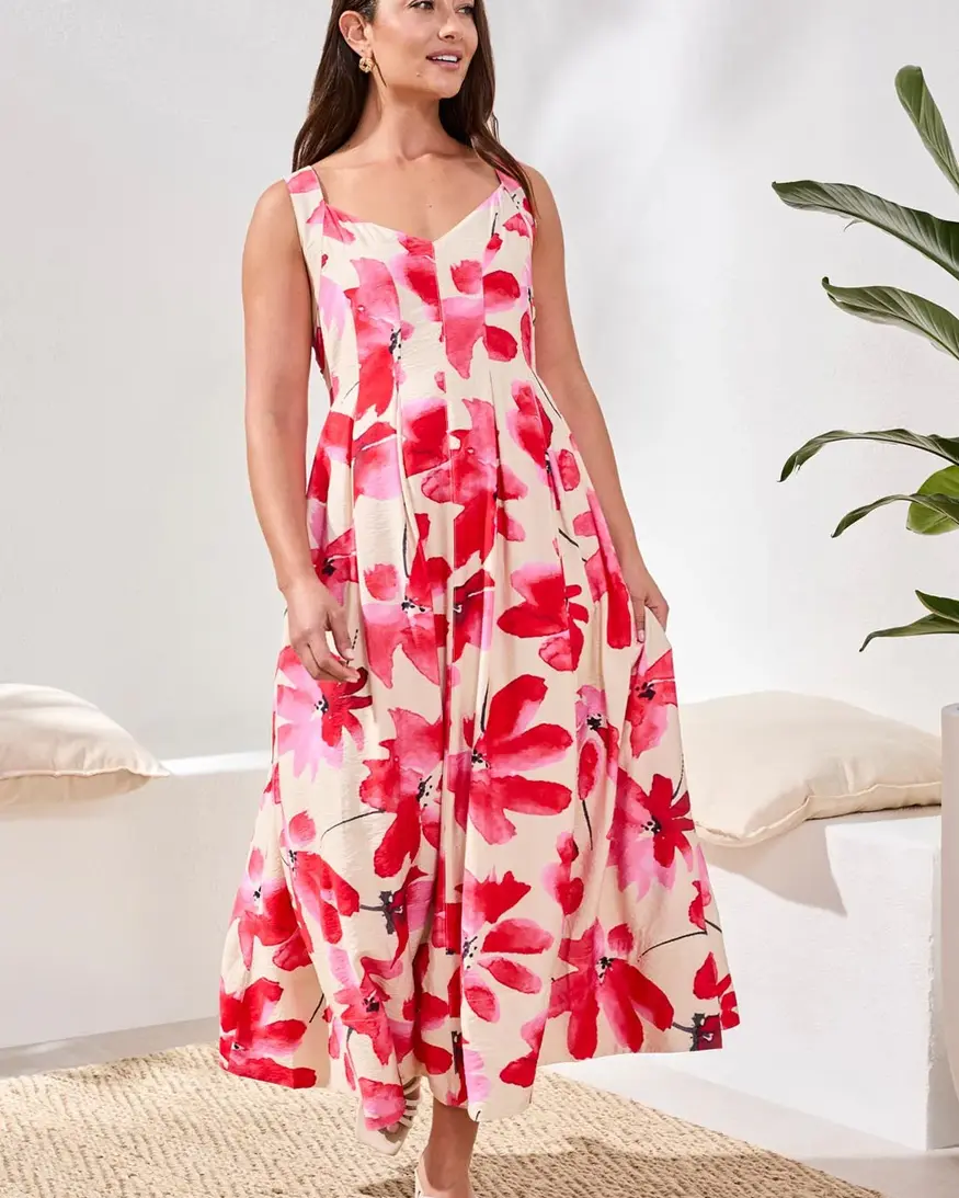 Tribal Lakia Lined Slvlss Dress