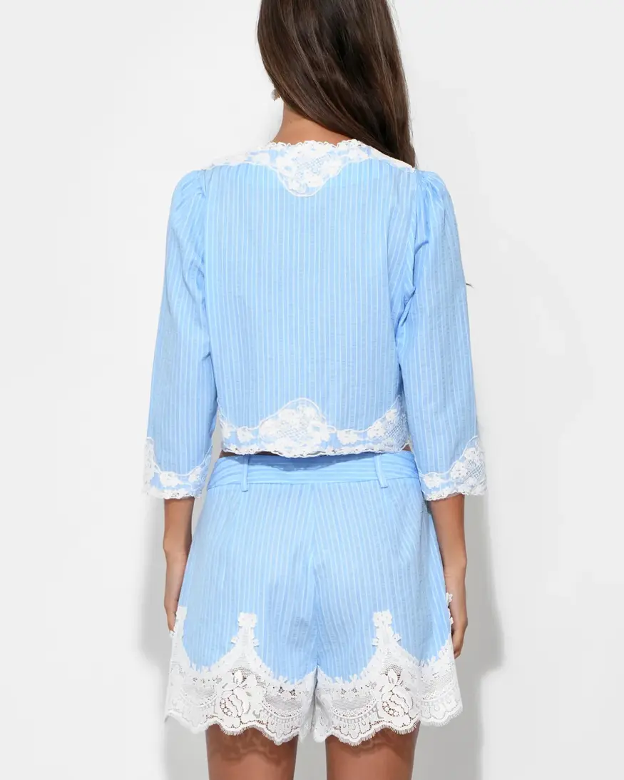 Adelyn Rae Zoey Lace Trim Button Up