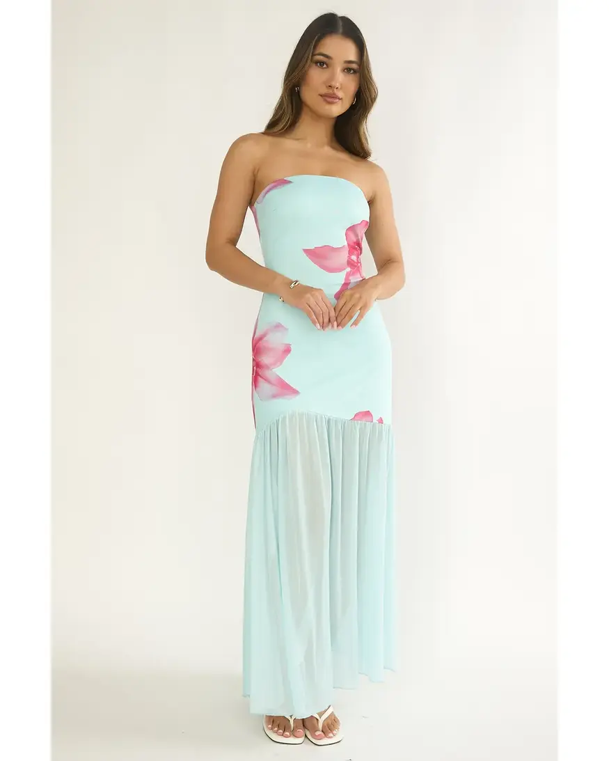 Strapless Floral Maxi